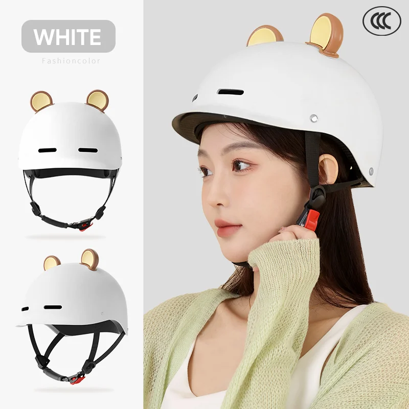 

AD Factory Wholesale Hot Sale ABS Material Half Face Helmet Cute Style Motorcycle Summer Helmet With Detachable Small Ears