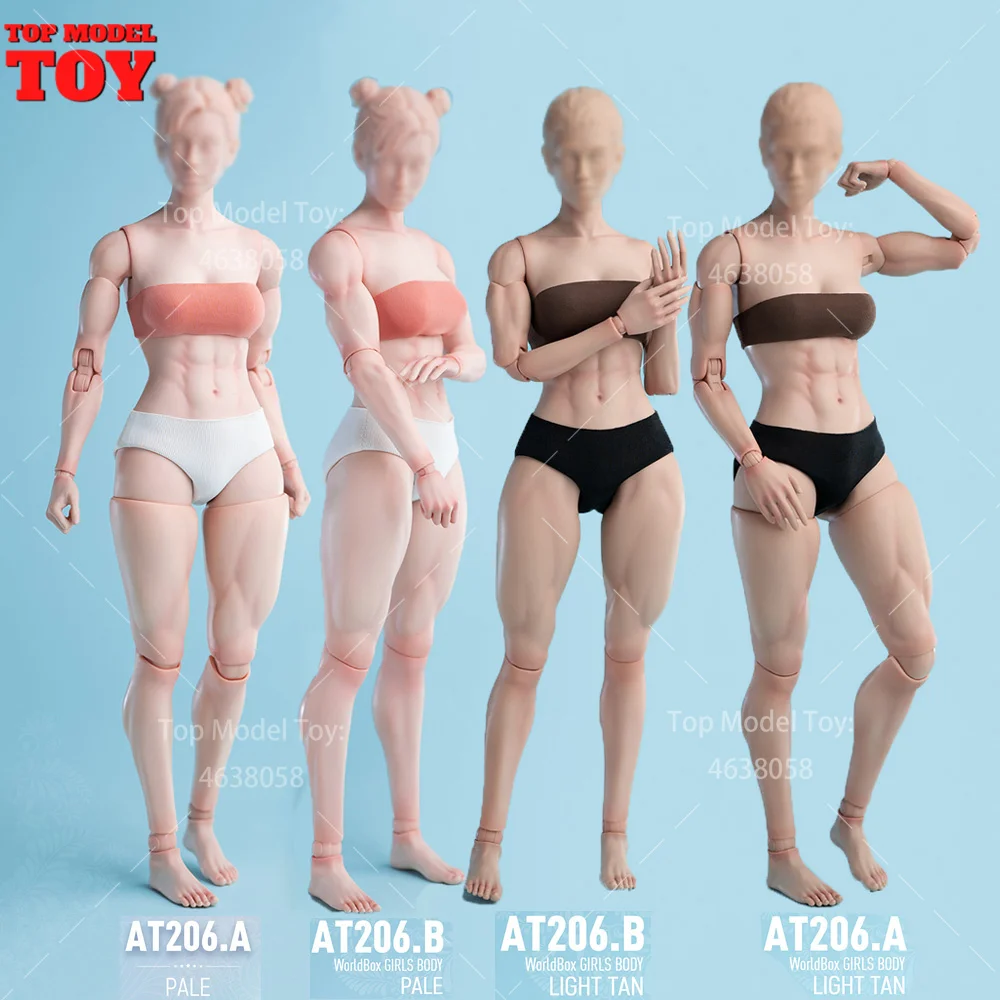 

Worldbox AT206 1/6 Female Muscle Joint Body Strong Fat Leg 27cm Pale/Light Tan Skin Action Figure Model Replaceable Arm for Girl