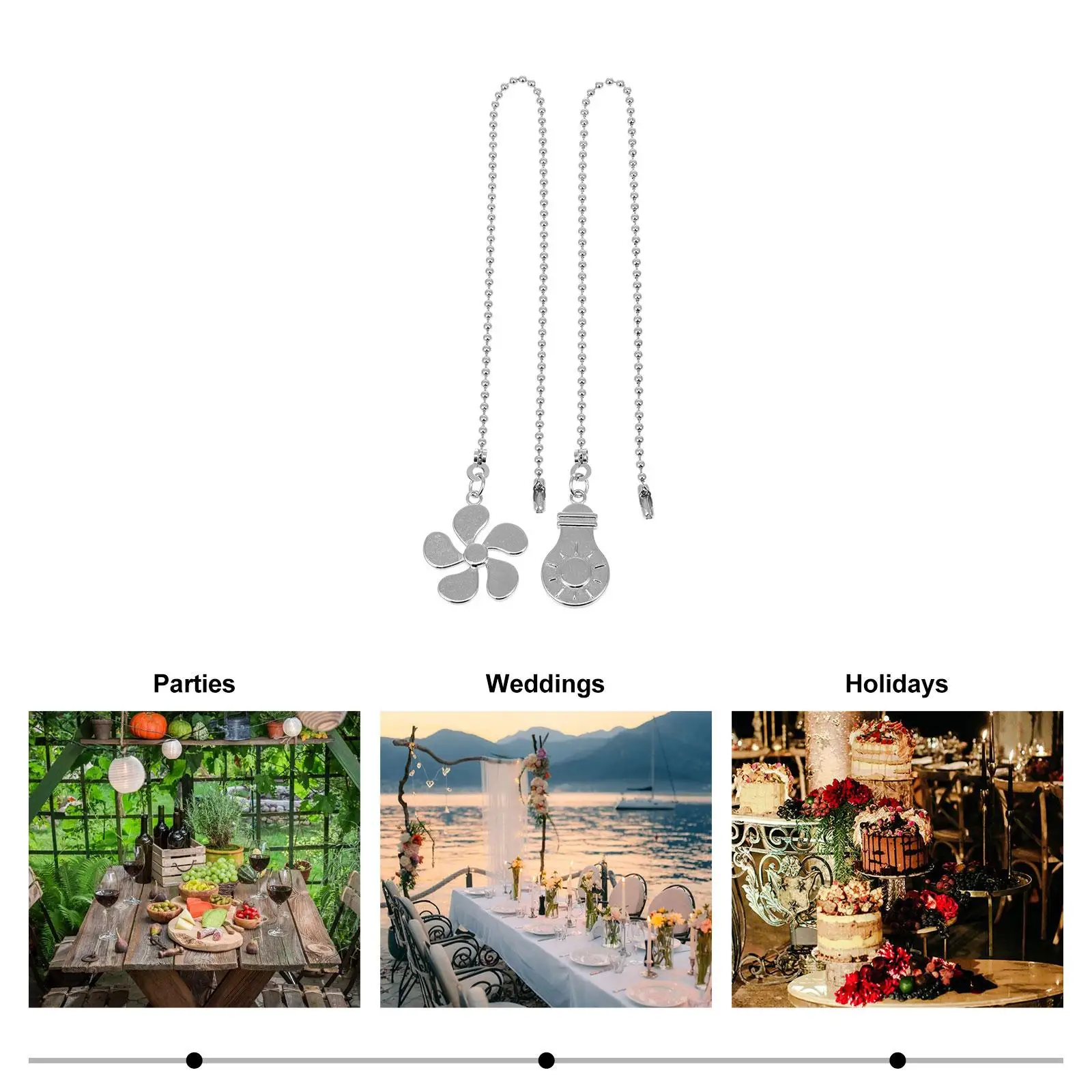 

2 Pcs Fan Chain Extender Light Pendant for Ceiling Pull Extension Silver Zinc Alloy