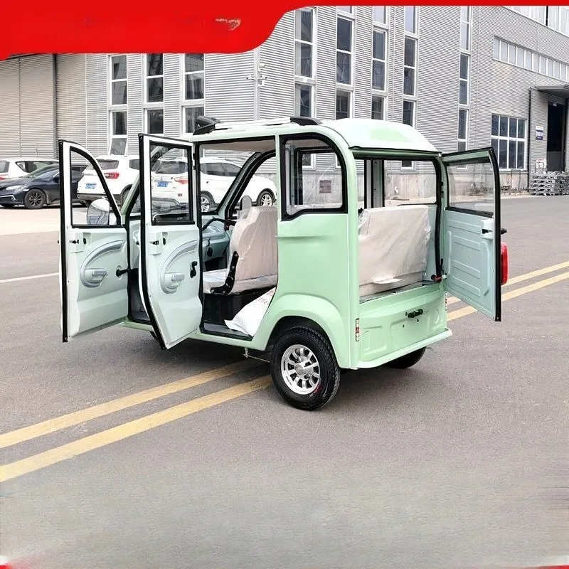Fully enclosed electric tricycle double-row large space adult elderly transportation battery car