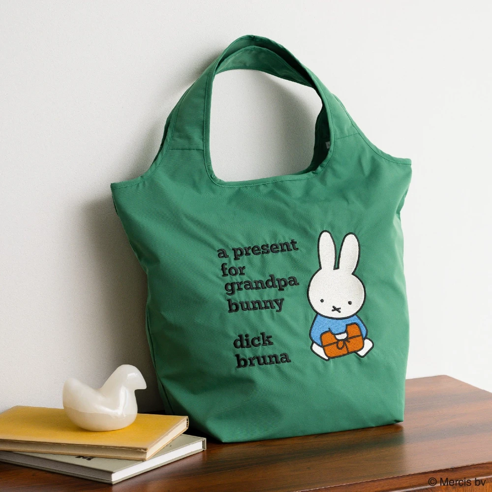 Kawaii Miffy Cute Shoulder Bag Cartoon Rabbit Embroidery Stamp High Capacity Portable Student Storage Shopping Bag Gift