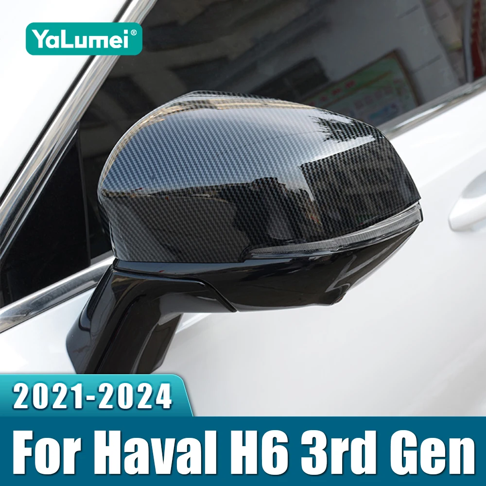 

ABS Carbon Car Rearview Mirror Side Molding Cover Case Trim Stickers For Haval H6 3rd Gen GT 2021 2022 2023 2024 H6S HEV PHEV