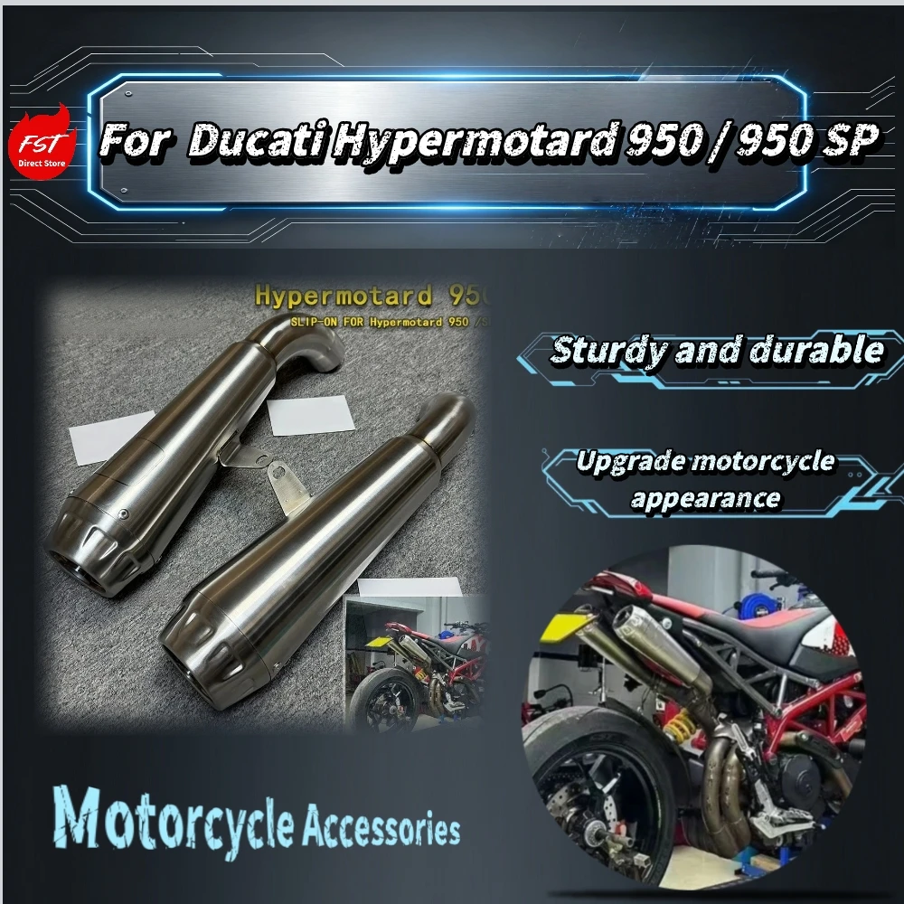 For Ducati Hypermotard 950 / 950 SP FST Dual Stainless Rear Exhaust Pipe, Corrosion Resistant, Unique Tone Moto Escape