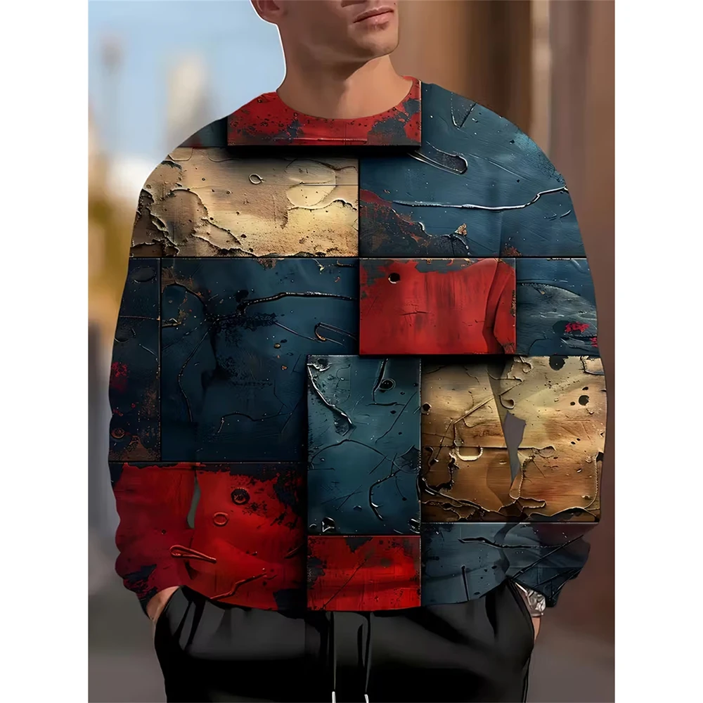 

Мужская уличная толстовка 2026: Новинка, индивидуальный дизайн, 3D-печать, радужные полосы, пламя, пуловер, длинный рукав, свободный крой, модная