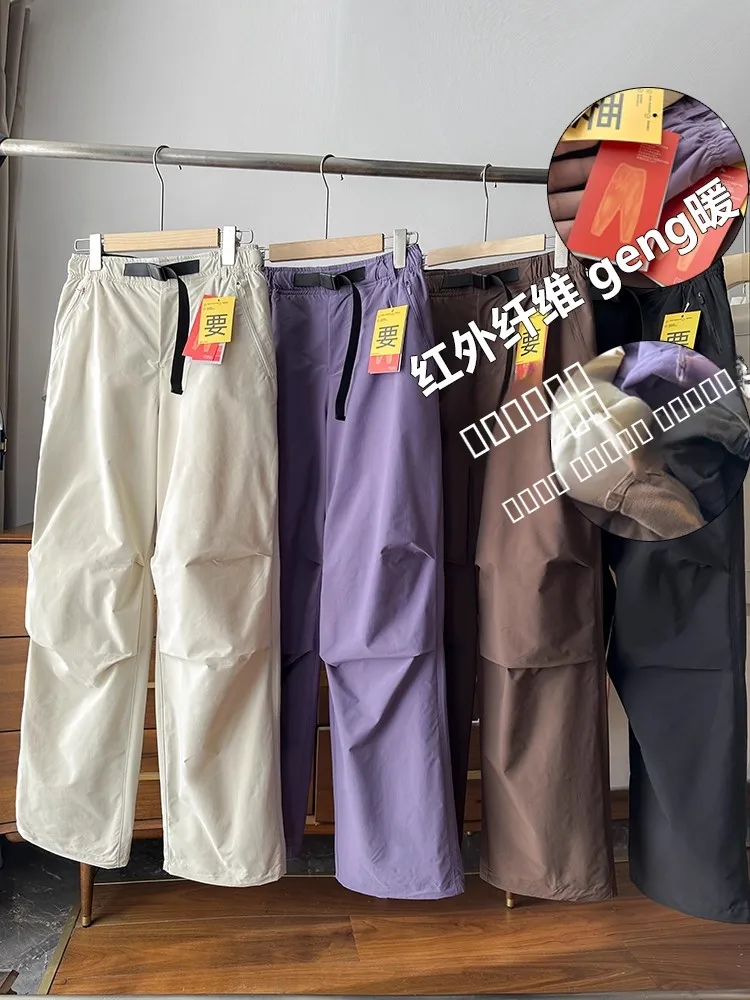 

Thiened Fce Lined Ski Pants Women's High Waist Outdoor Casual Trousers Windproof Waterproof Warm Tactical Paratrooper Pants