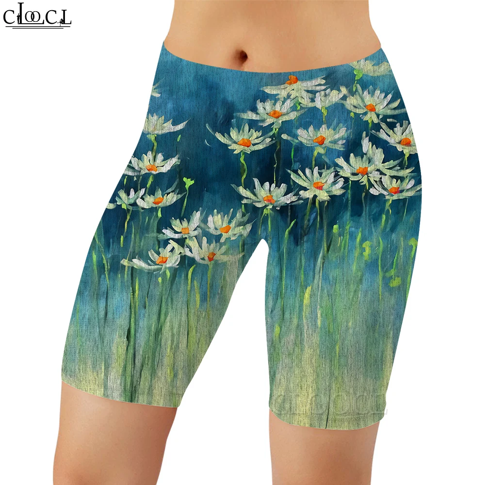 

CLOOCL New Fashion Women Legging Lotus Oil Painting Pattern 3D Printed Casual Shorts for Female Workout Running Gym Sweatpants