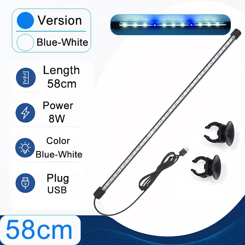 18-58cm USB Vollspektrum Aquarium LED-Lichtleiste Wasserdichte Tauchbare Fischbeckenlampe Unterwasser-Pflanzenwachstumsbeleuchtung – Detail 16