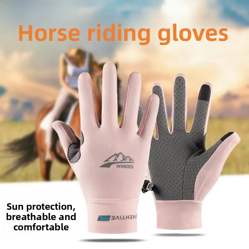 通気性のあるレディース乗馬用手袋-夏用日焼け止め-指なし-滑り止め-乗馬用品-ドライビンググローブ