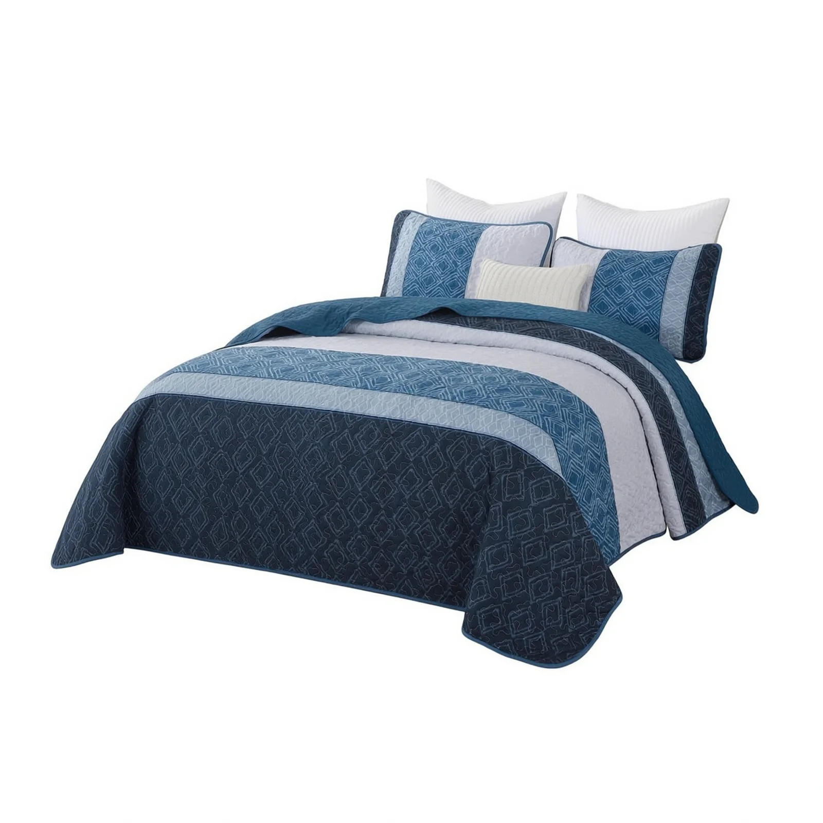 Modern Blue Quilt Bedding Set Bohemian Quilt Soft Bedspreads Queen Size Children Rooms And Guests