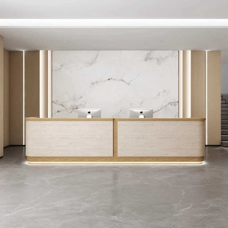 

Display Welcome Reception Desks Minimalist Stainless Steel Organizers Reception Desks Executive Long Bureau Trendy Furniture