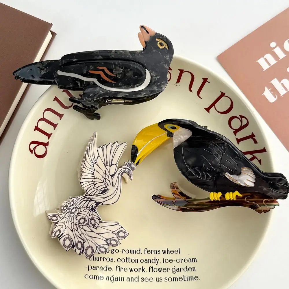 

Fashion Cute Acetic Acid Hair Claw Crow Grasp Bird Hair Clip Headwear Korean Style Cartoon Animal Shark Clip Girls