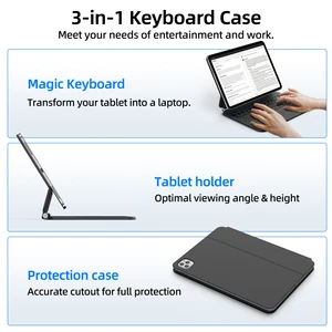 Goojodoqスマートプラグ&Play Magic Keyboard Case for iPad Pro 11 2024 M4 iPad Air 4/5/6 Multi-Touch TouchPadスマートリバースチャージ 8ベストセールスiPad Proキーボード-2