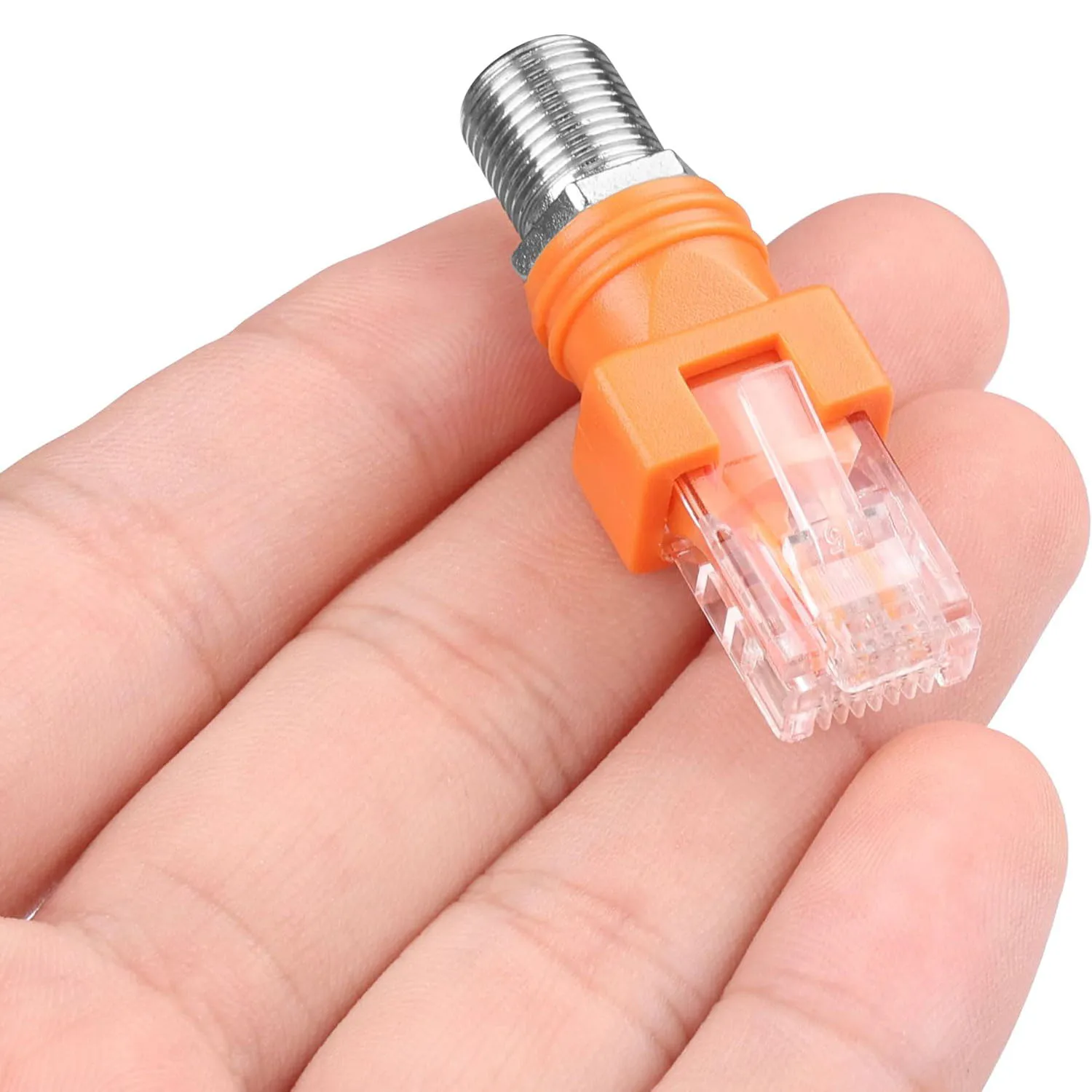 Conector hembra RF tipo F a enchufe macho RJ45, acoplador de barril Coaxial Ethernet, conector adaptador Coaxial para probador de línea, 10 Uds.