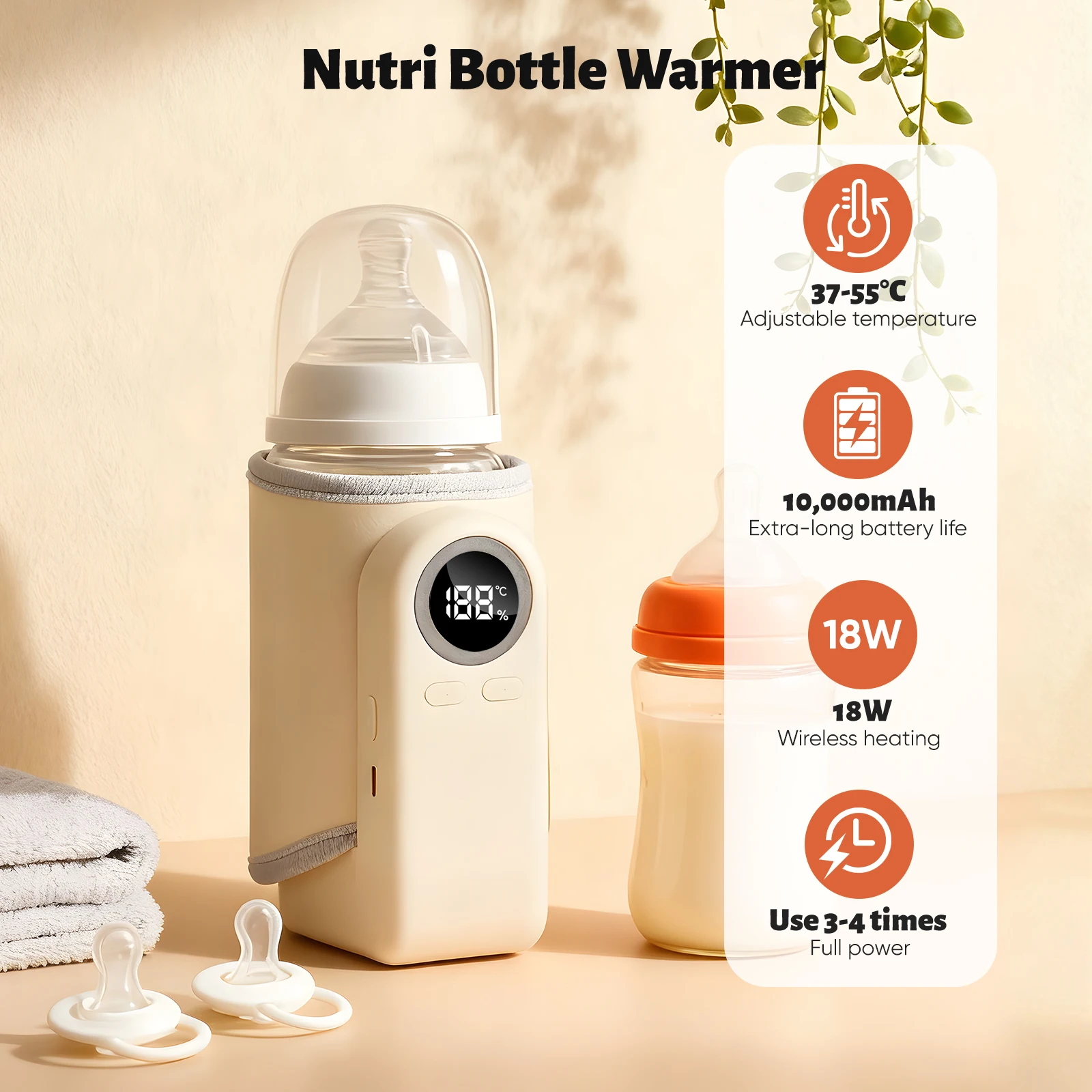 USB-Babyflaschenwärmer, tragbarer Babyflaschenwärmer mit intelligenter Temperaturregelung, Flaschenwärmer-Hülle, Reisezubehör für unterwegs