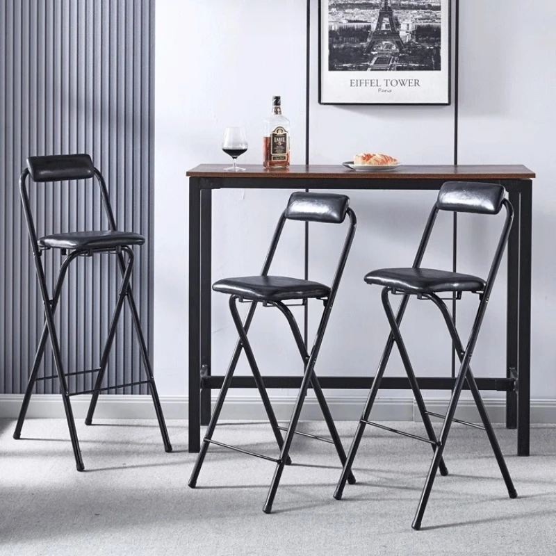 

Portable Folding Bar Chairs High Foot Counter Chair with Backrest Compact Reception & Fishing Seat Lightweight Bistro Stools