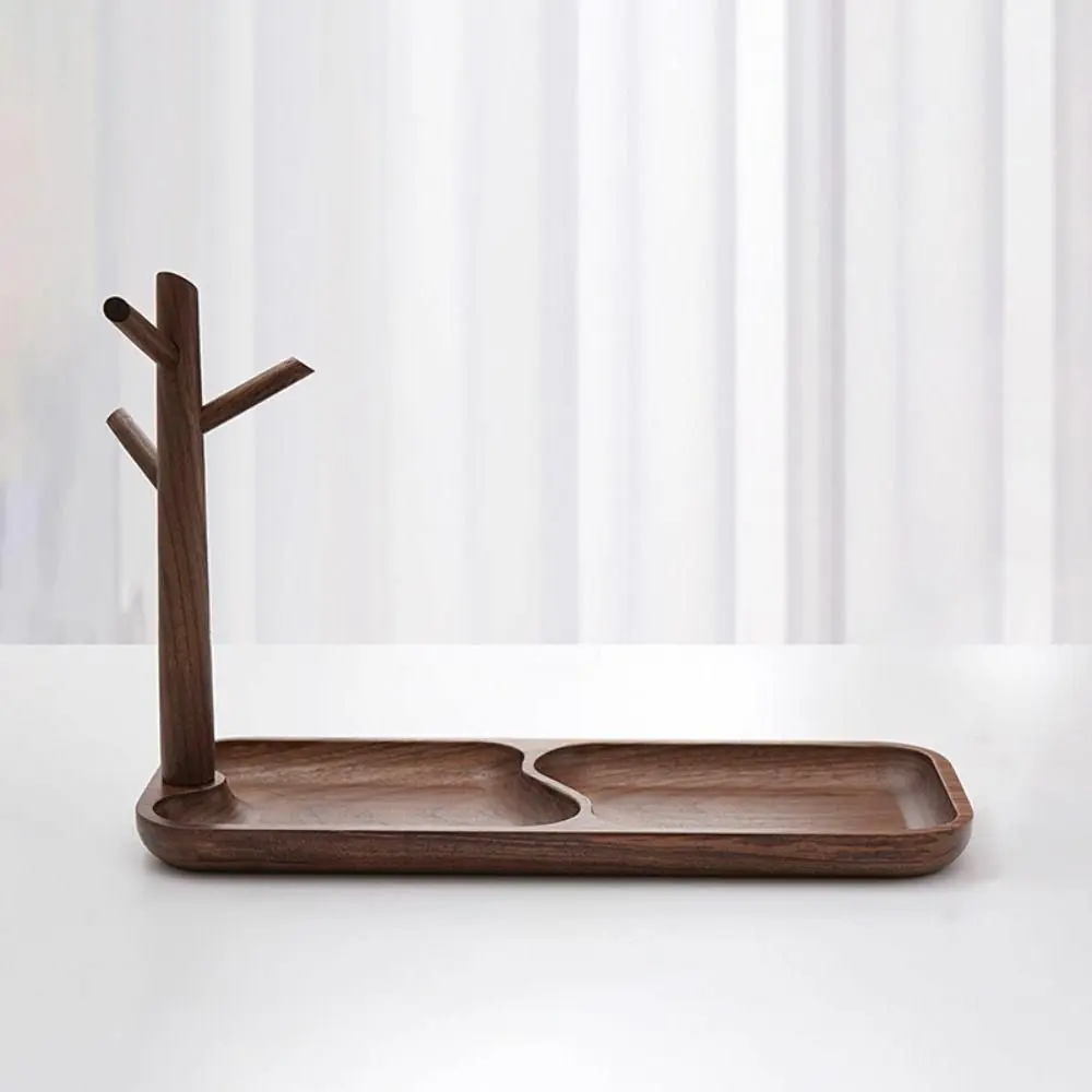 Multi-purpose Mug Rack Key Holder Beech/Walnut Wooden Branch Desk Organizer Storage Tray Storage Rack Jewelry Display Stand