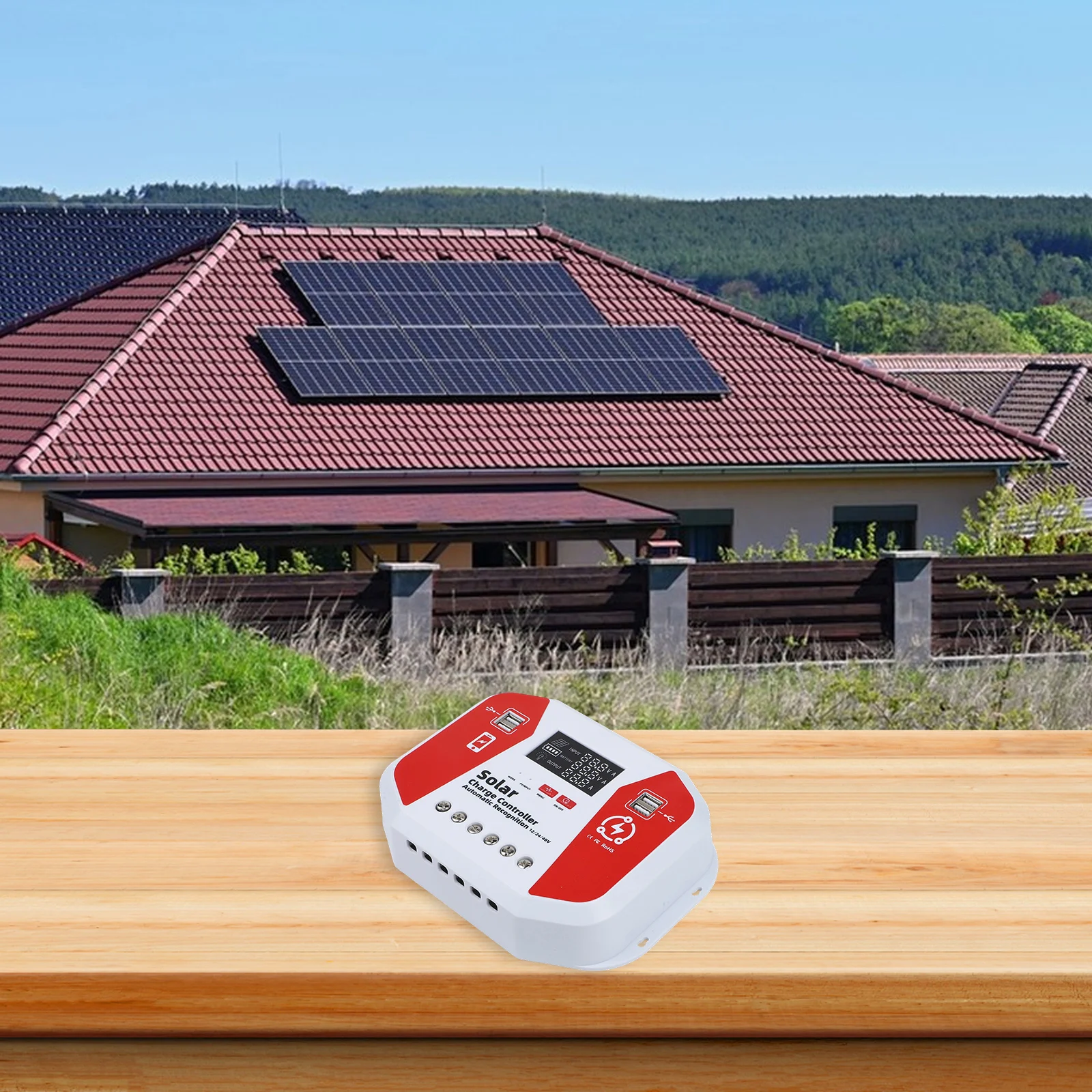 For Off-grid Camping 60A Solar Controller 3-Stage Charging Auto Recognition Solar Controller Automatic Voltage Recognition