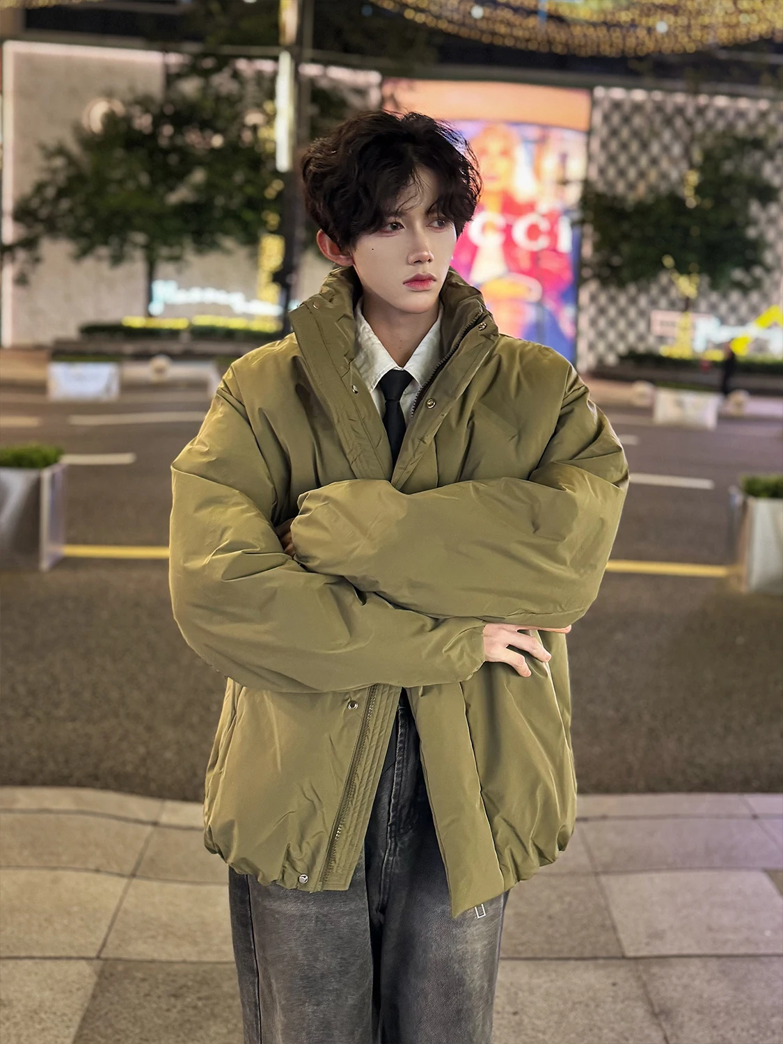 

Утепленная мужская пуховая куртка из хлопка в американском стиле Cleanfit с ромбовидным узором и цветочным принтом, зимняя верхняя одежда для подростков