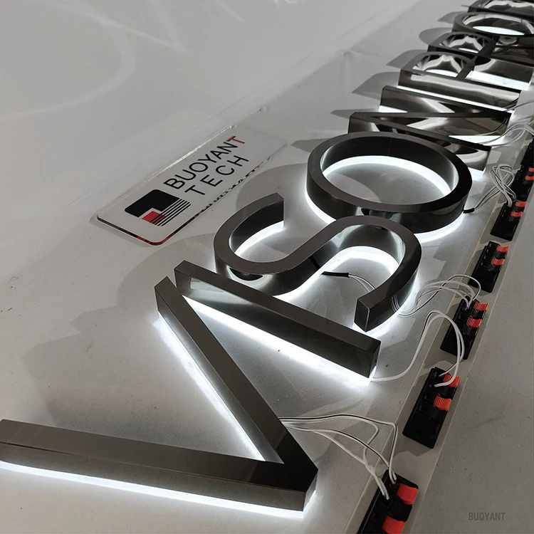 علامة شعار قطع معدنية للأعمال الخارجية في الأماكن المغلقة 3D قناة أكريليك Led علامة مضيئة #6