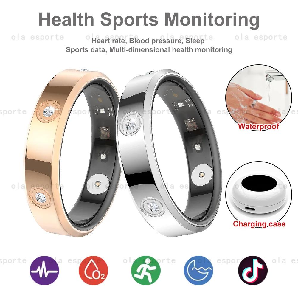 

Мужское и женское модное умное кольцо, водонепроницаемое пульсометр, кислород в крови, монитор артериального давления, несколько спортивных режимов, фитнес-кольца