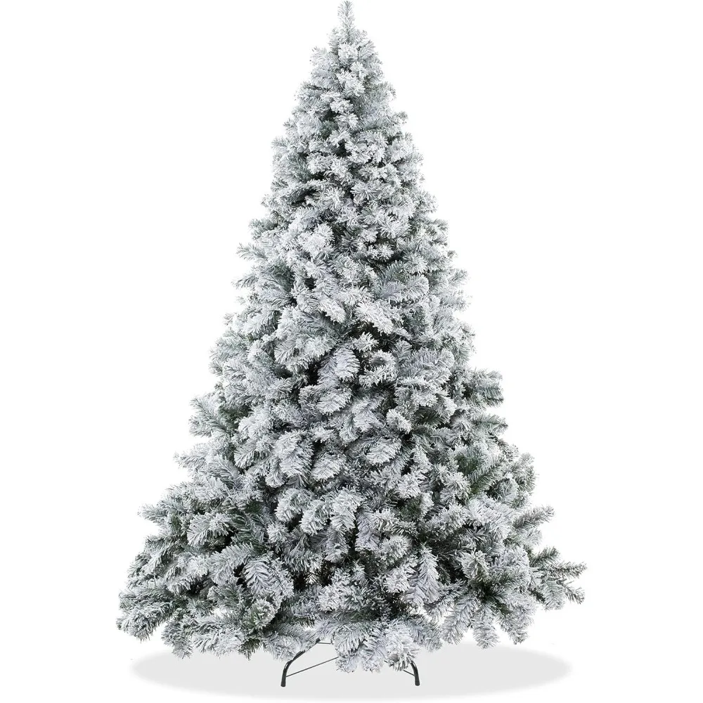 Christmas Tree 9FT Realistic Snow-Flocked Pine Artificial Holiday Christmas Tree with Sturdy Metal Stand, 45-60 minutes to shape