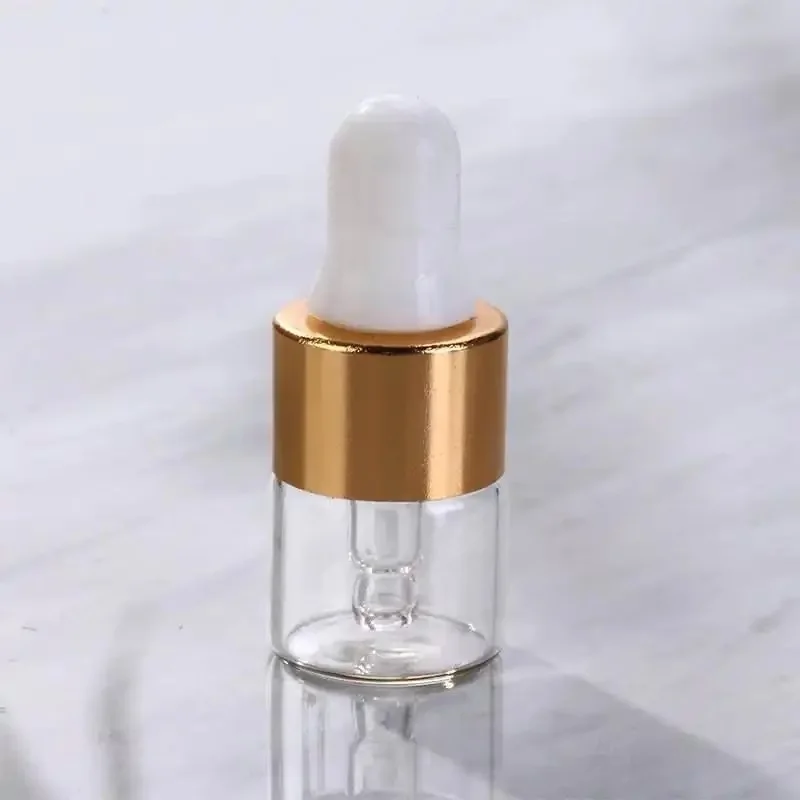 5 Pcs Golden Mini Glass Dropper Bottles with Caps, Travel Portable Small Dropper Vials, Suitable for Essential Oils, Cosmetics