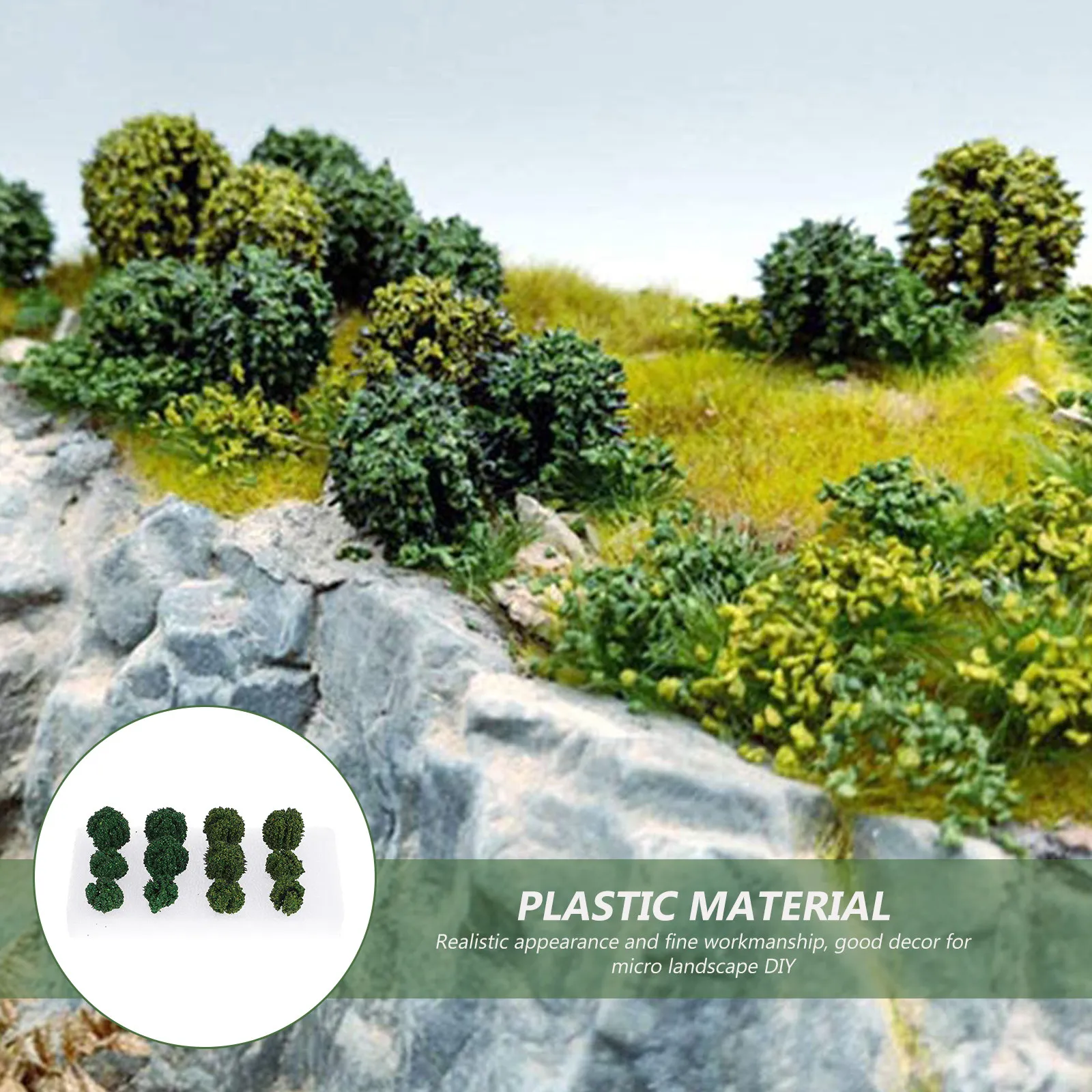 

1 Box Lifelike Miniature Shrub Cluster Fine Workmanship Compact Lightweight Micro Landscaping Decor for DIY Scenery Craft