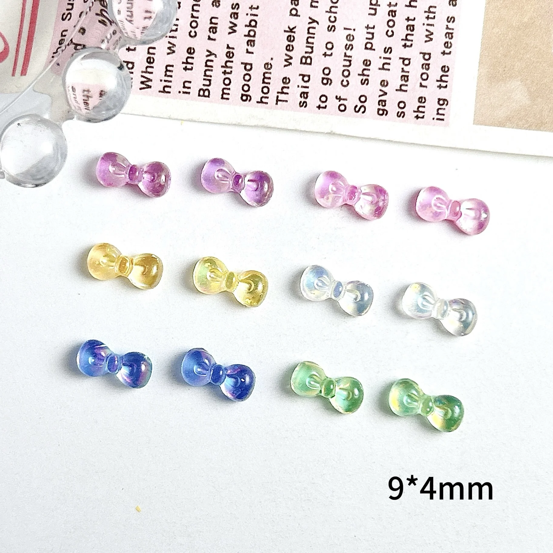 30 ชิ้น Minimalist Chubby Jelly Tie เล็บ Charms โปร่งใสสีสัน Mini Bows เรซิ่นตกแต่งเล็บสําหรับ DIY ต่างหูเล็บ