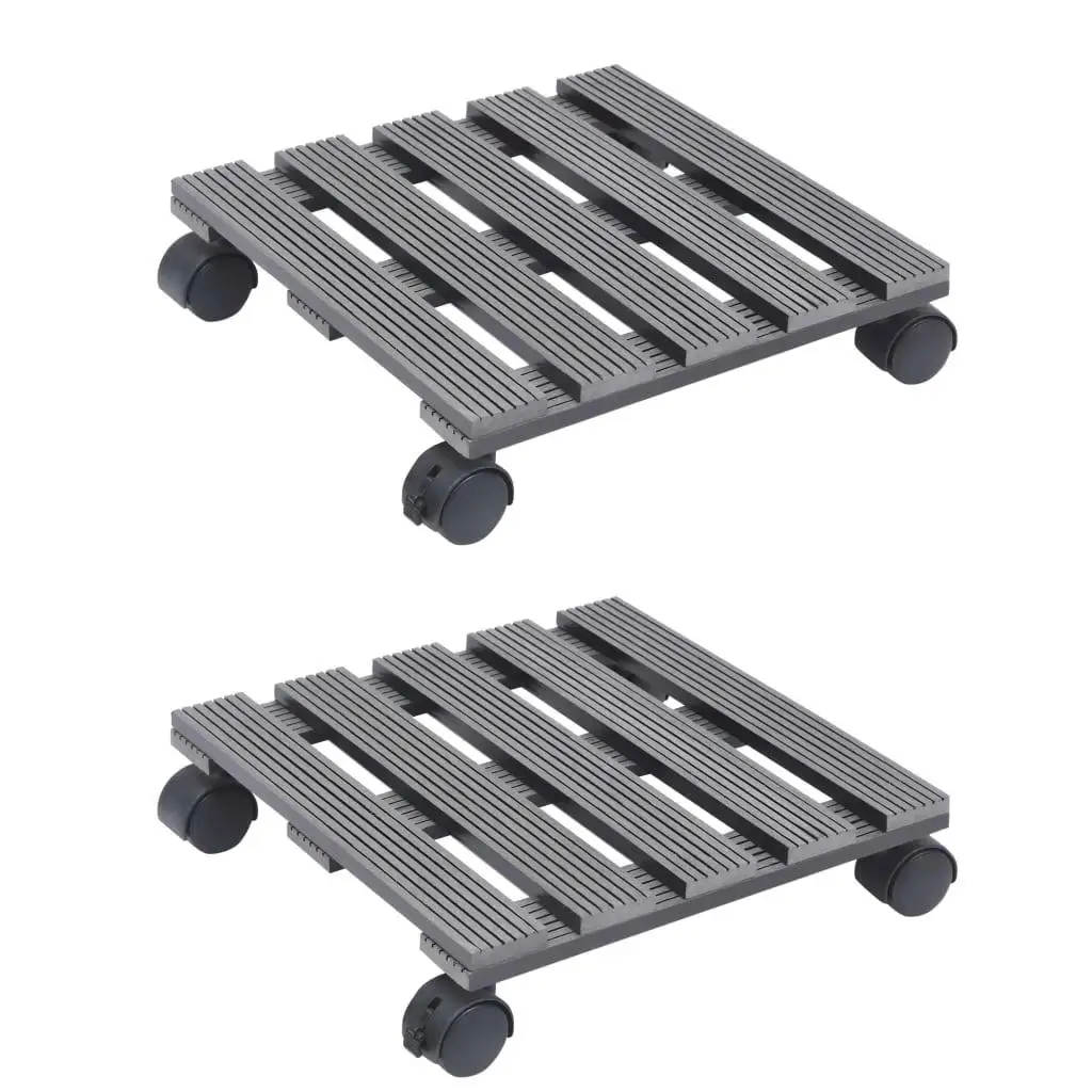 

Plant Trolley Set 2-Piece Grey Wood Plastic Composite Durable Plant Display Rack