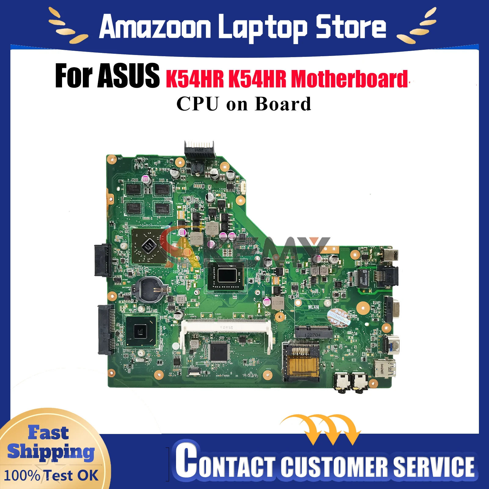 

K54HR Laptop Motherboard For ASUS K54HR K54H Notebook Mainboard With Celeron CPU 100% tests OK fast shipping High quality