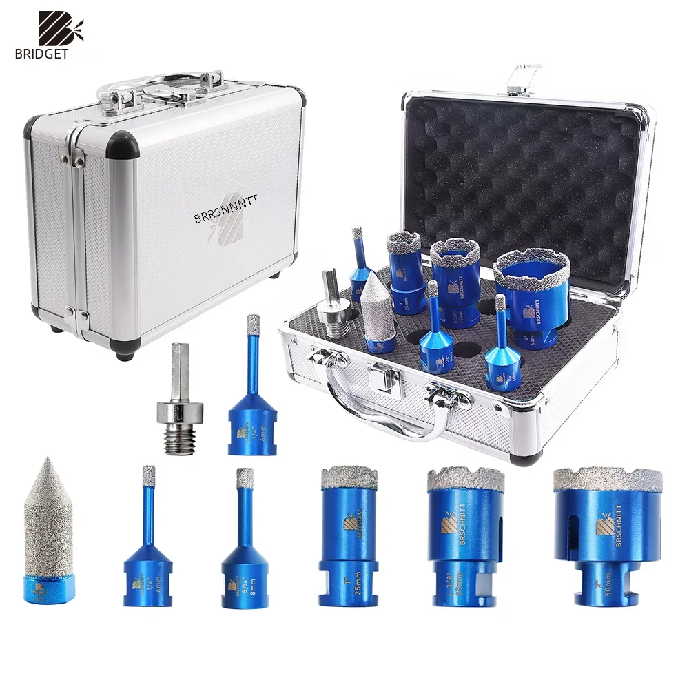 BRSCHNITT 8pcs Set Diamond Drilling Bits Kit Tile Core Bits for Drilling Ceramic Marble Granite 5/8“-11 Thread Hole Saw Tools