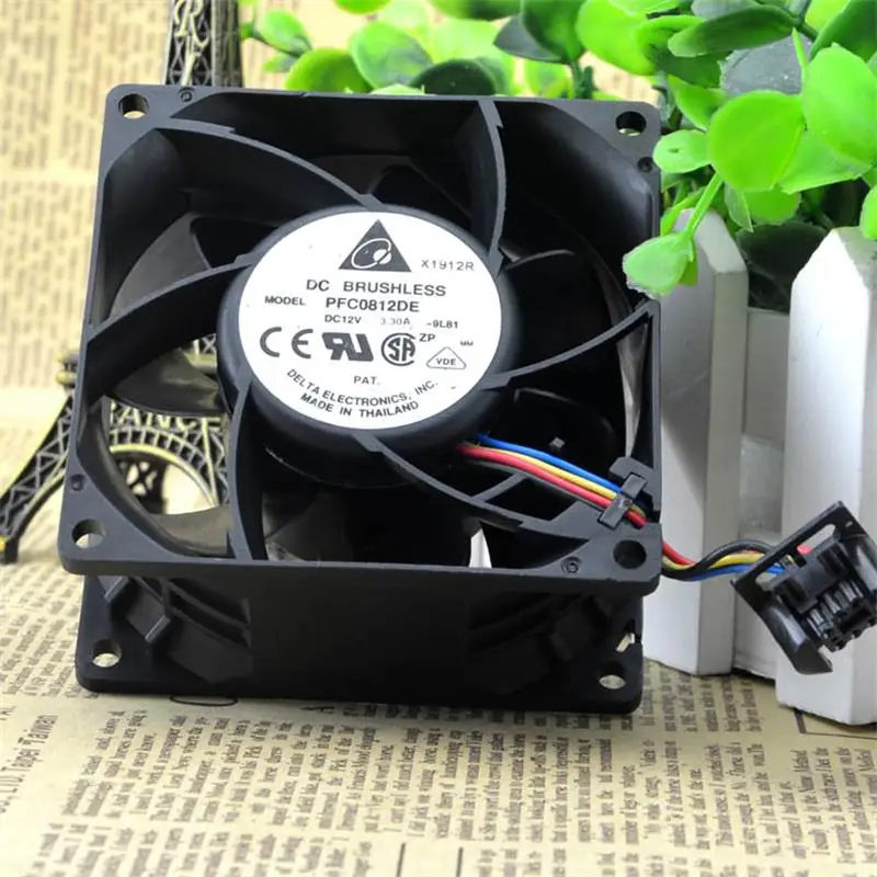 New For Delta PFC0812DE 8CM 12V 3.30A 8038 4-Wire PWM High Air Volume Violent Booster Fan