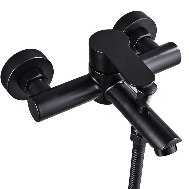 

Черный смеситель для ванны из нержавеющей стали 304, душевой смеситель с горячей и холодной водой