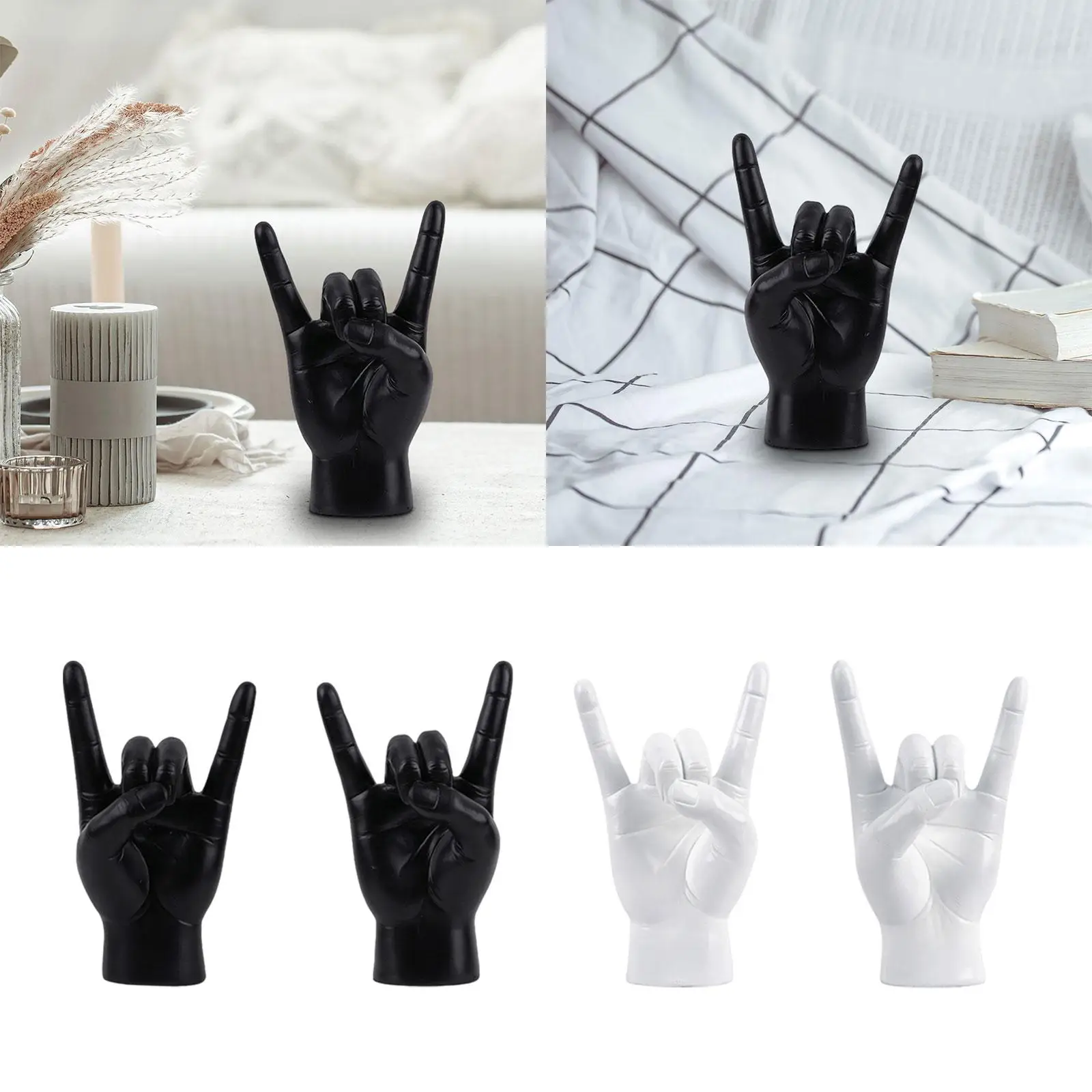 Rock Hand Gesture Statue Collectible Resin Decorative Hand Sign Hand Sculpture