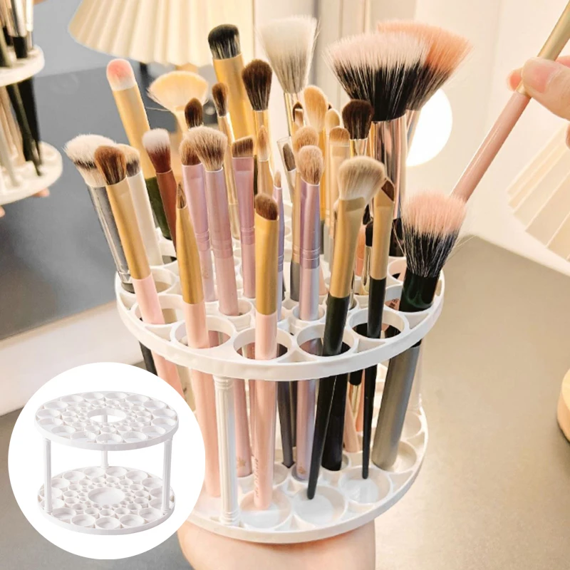 

Desktop Makeup Brush Storage Rack Detachable White Plastic Pencil Cosmetic Brush Holder Dressing Table Storage Holder