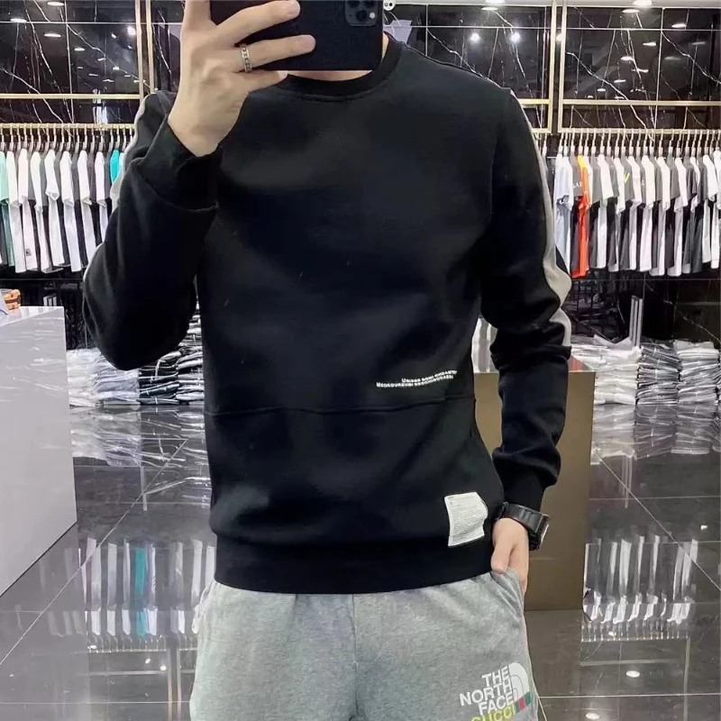 Spring Autumn New Fashion Round Neck Long Sleeve Solid Hoodies Men's Clothing Casual Loose All-match Korean Simplicity Chic Tops