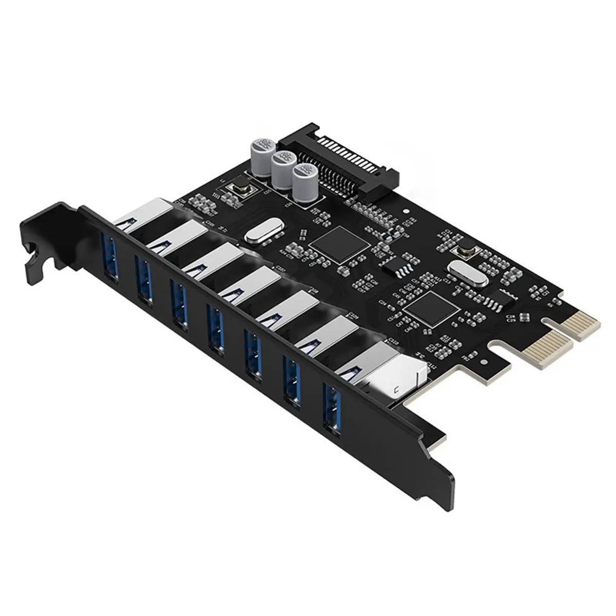 N86R 7 Port PCI-E Express Card USB 3.0 5Gbps High-Speed Transmission with 15pin Power Connector for PC