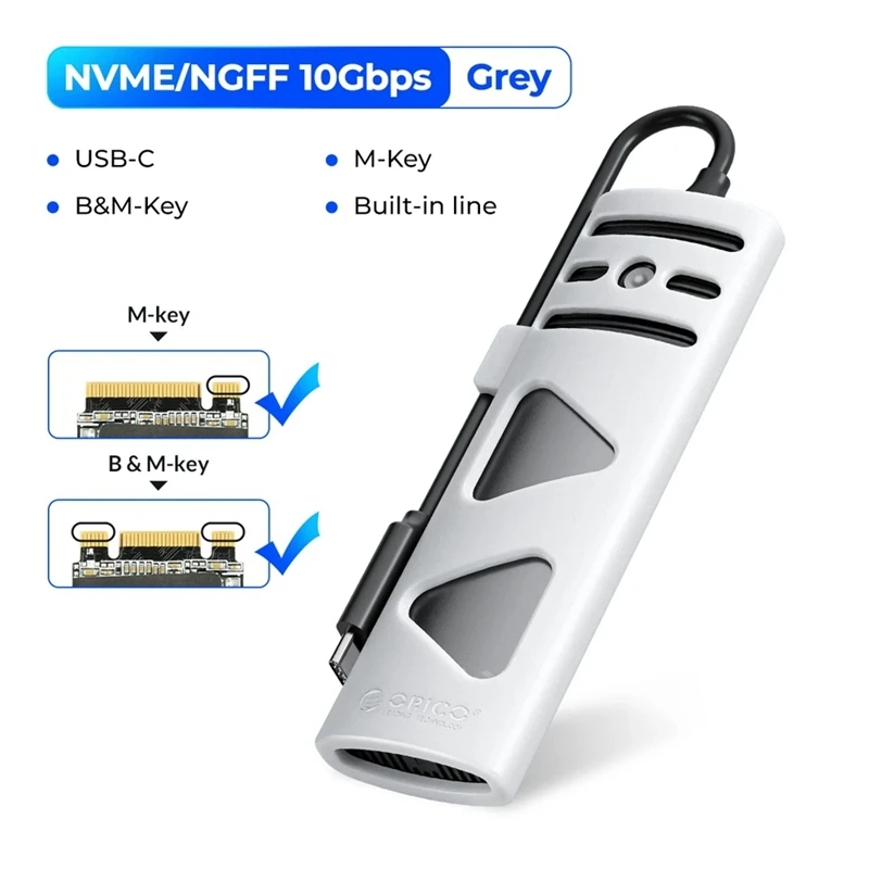 ORICO M.2 Dual Protocol All-In-1 Cable Hard Disk Enclosure Type-C Laptop Desktop Computer External Hard Disk Enclosure