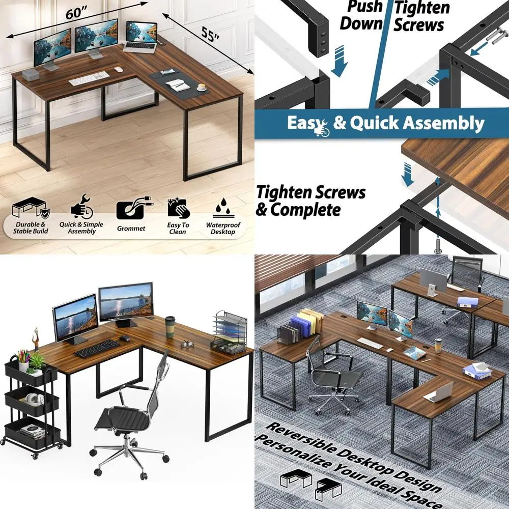 60 X 55 Walnut L-Sh… - image