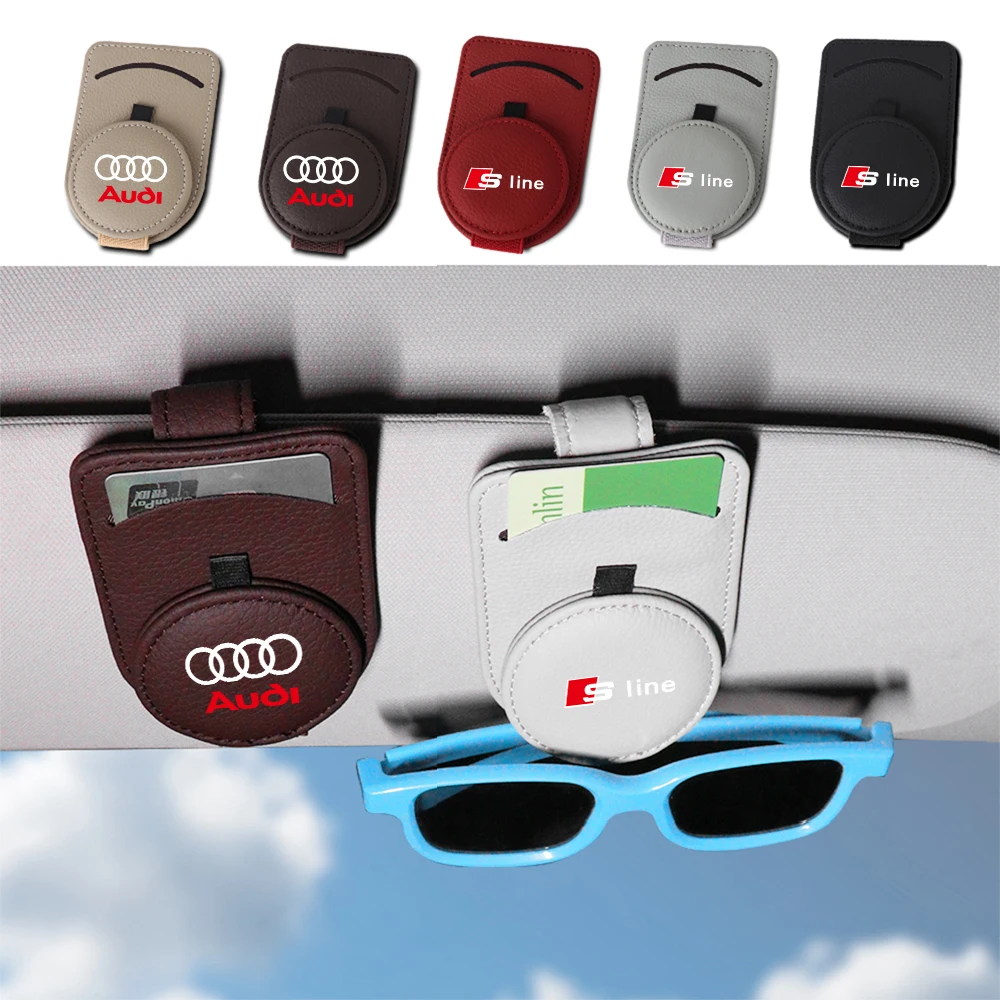

Магнитный автомобильный солнцезащитный козырек, коробка для очков, зажим для солнцезащитных очков, кожаный чехол для карт, держатель для очков для AUDI SLINE Q3 Q4 Q5 A6 A7 A4 A5