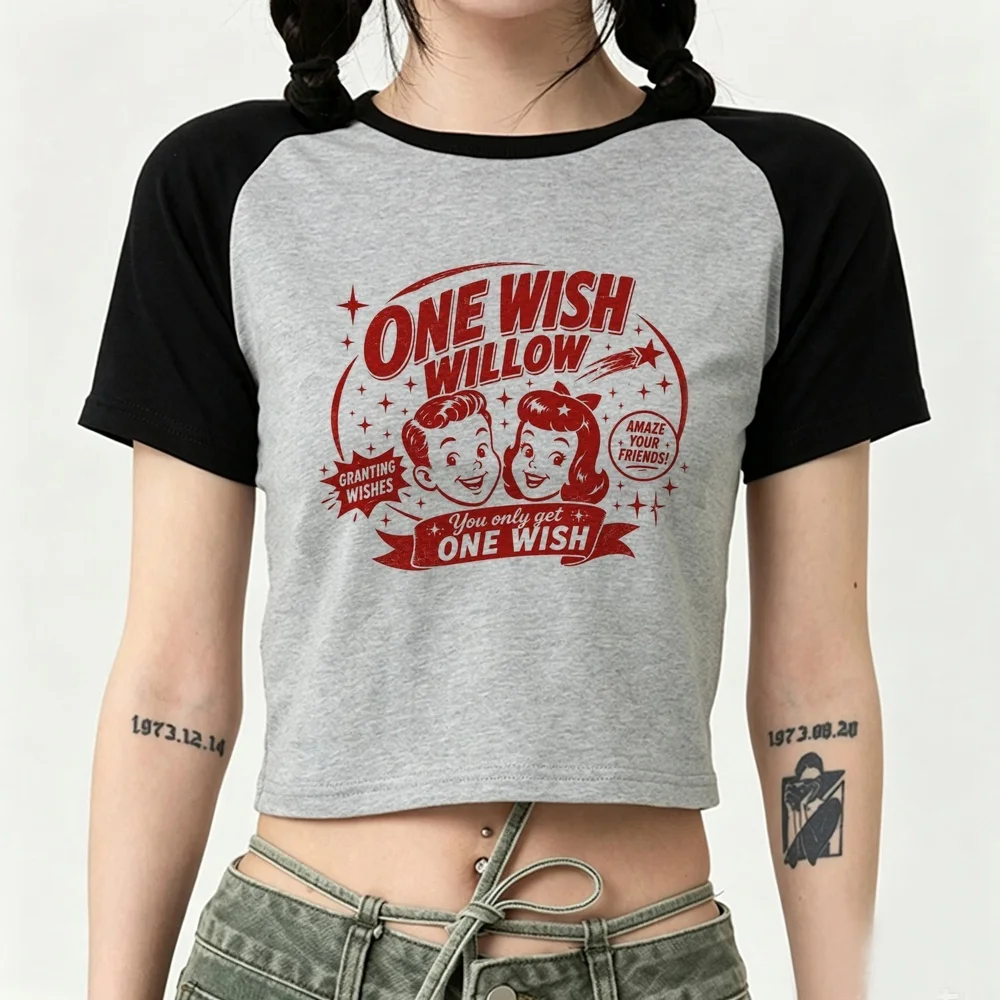 One Wish Willow cropped top ladies funny gyaru anime manga shirt goth dollette gothic japan manga