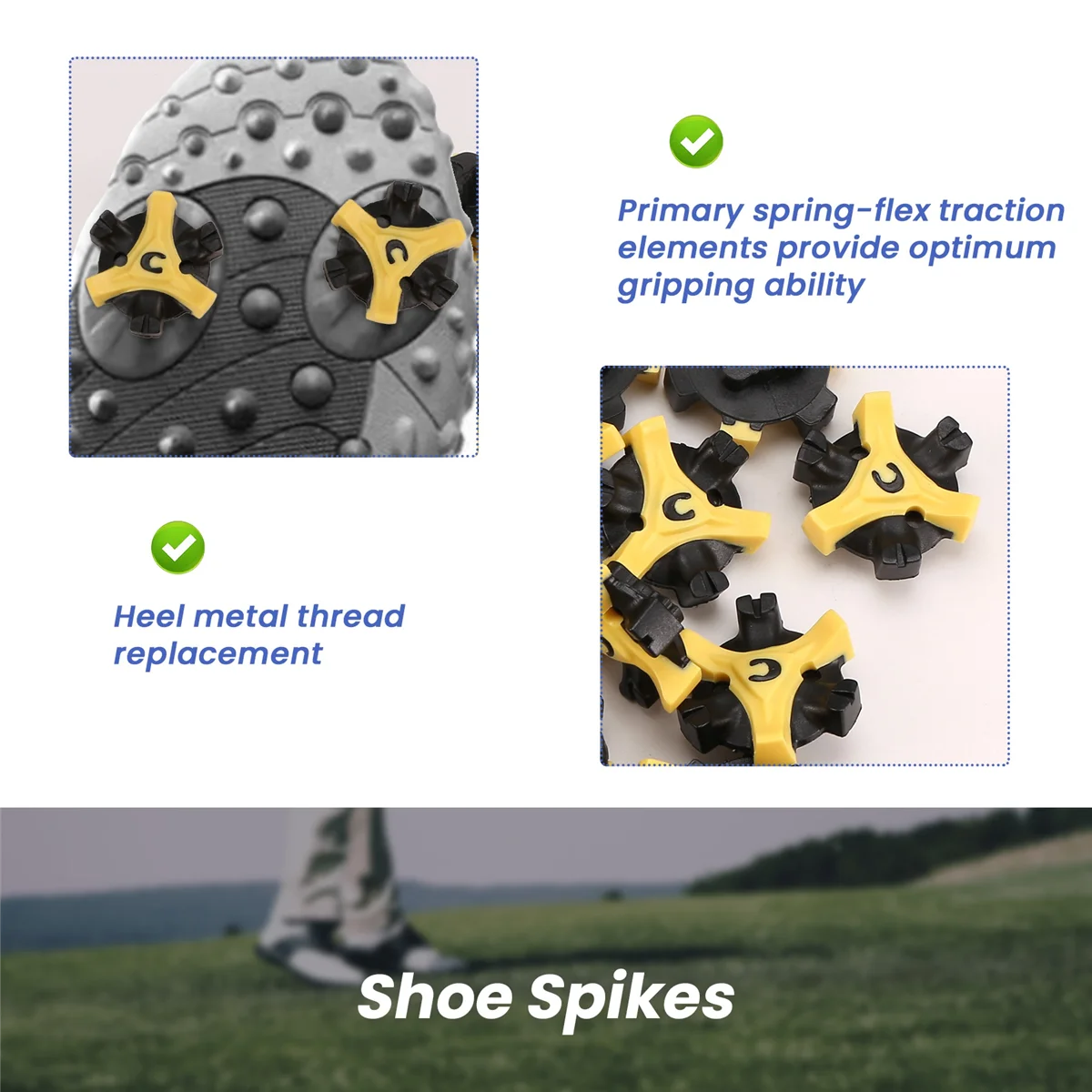 30Pcs Soft Golf Shoe Spikes Metal Thread Studs Replacement Fit for Golf Spike