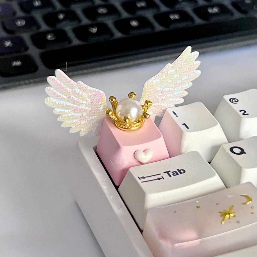 اليدوية DIY مخصص Keycap لطيف أجنحة الملاك كيكابس ل قبعات لوحة المفاتيح الميكانيكية الراتنج الحرفي مفتاح قبعات الهدايا