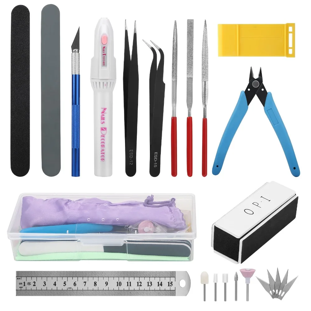 24-Piece Miniature Model Tool Kit for Cars, Planes, Robots & Buildings - Includes Small Tools with Storage Box