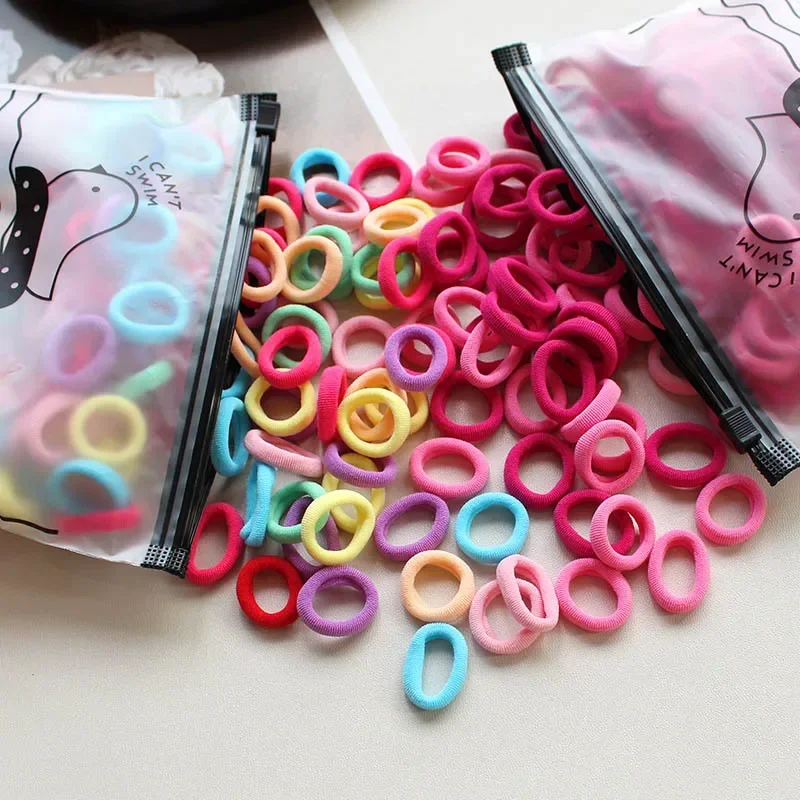 100Pcs Children's Hair Rings Baby Free Rubber Bands High Elasticity Basic Tie Girl Headband Accessories Scrunchies 2cm Cute