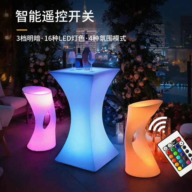 Waterproof LED Light Up Table with Remote Control, Luminous Outdoor Furniture for Events & Exhibition Booths