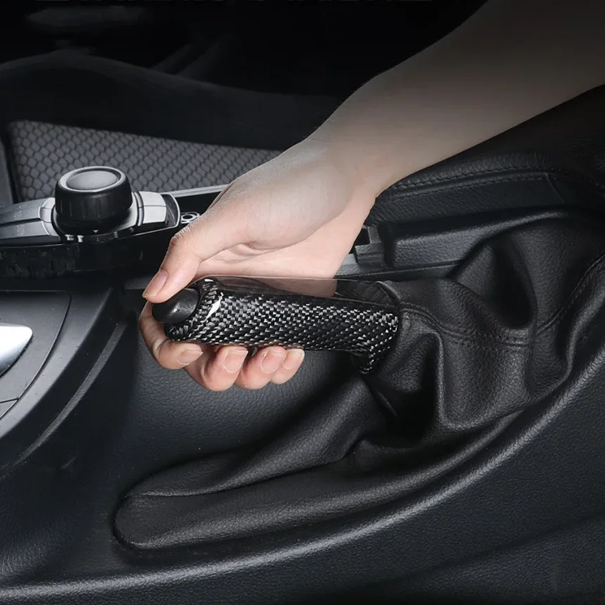 Real Carbon Fiber For Bmw E46 E90 E92 E60 E39 F30 F34 F10 F20 Accessories Universal Car Handbrake Grips Cover Interior Trim