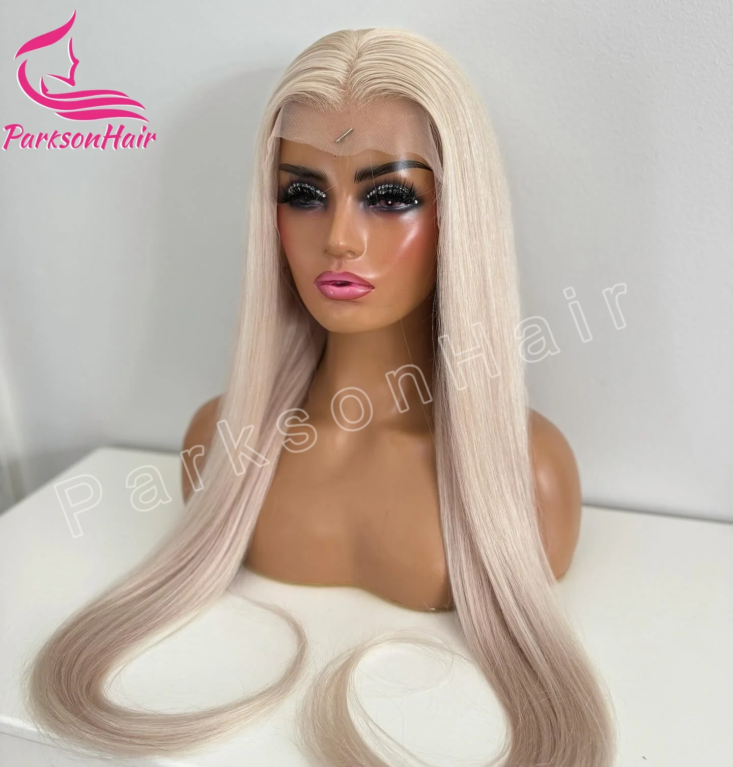 باروكة شعر بشري بلون بلاتيني عالي الدقة 100% مستقيمة 60 #   13x4 الدانتيل السويسري شعر مستعار أمامي كامل الرماد شقراء الشعر المستعار الإنسان للنساء