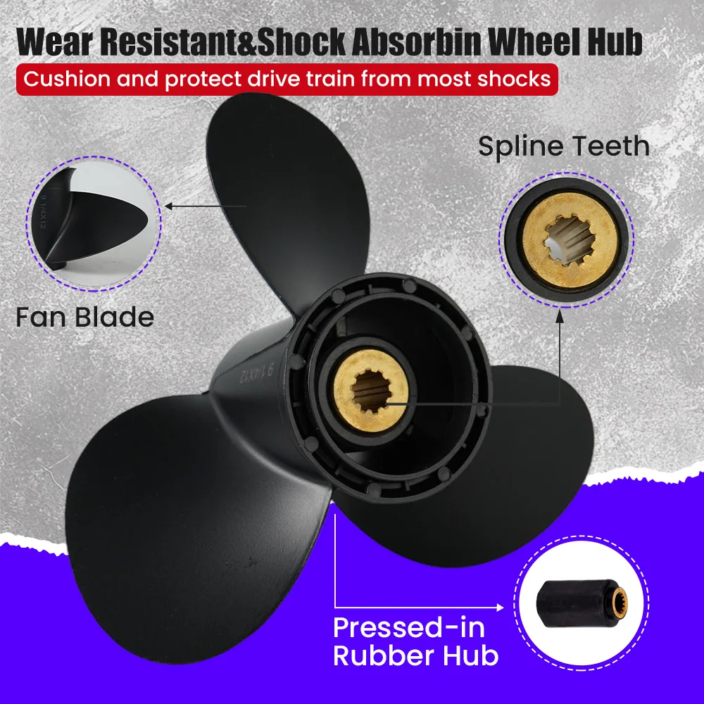 Outboard Propeller For Suzuki 8HP 9.9hp 15hp 20hp 9 1/4*12 Boat Motor Aluminum Alloy Screw Ship Marine Engine 3 Blade 10 Spline