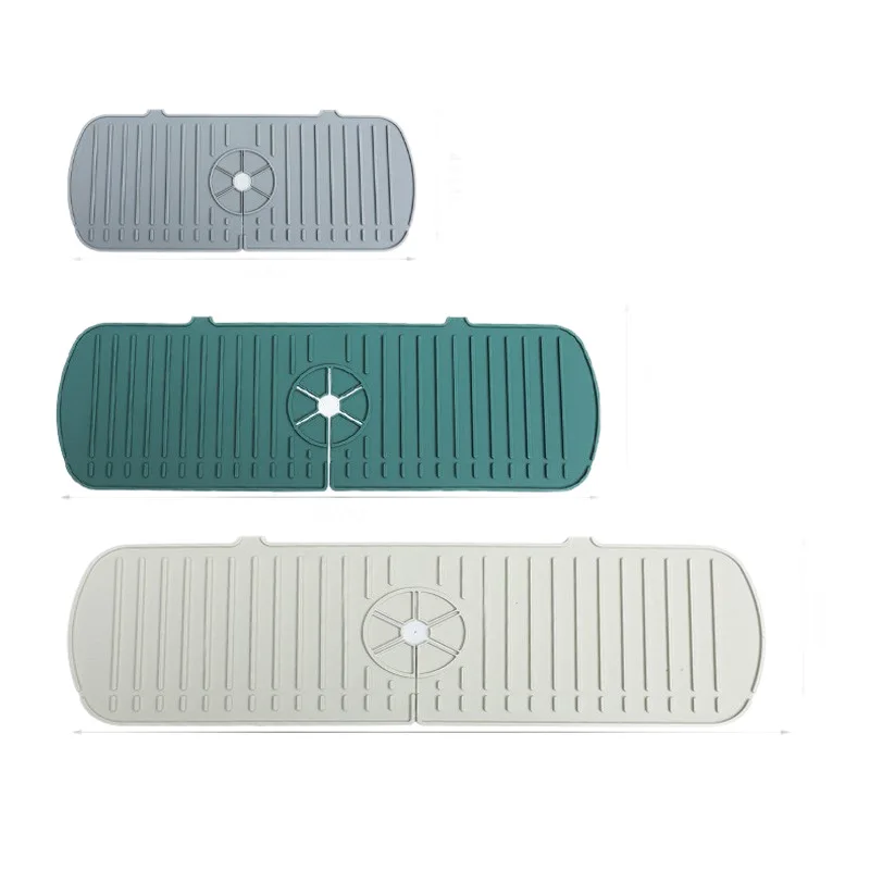 Silicone Draining Mat Kitchen Faucet Splash Proof Pad Countertop Rack Quick Dry Diversion Anti Water Accumulation Foldable Mat